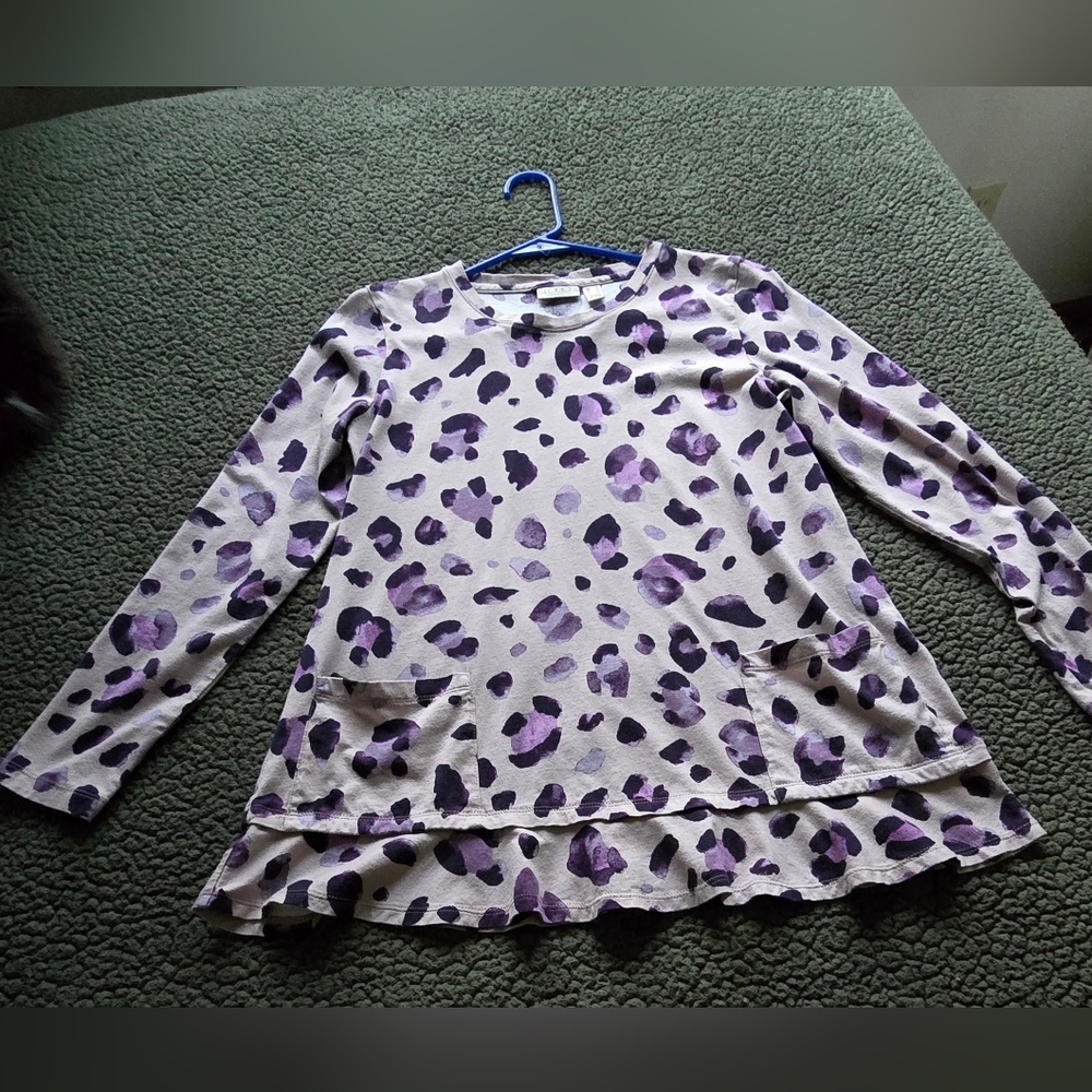 LOGO by Lori Goldstein Purple Leopard Print Tunic
